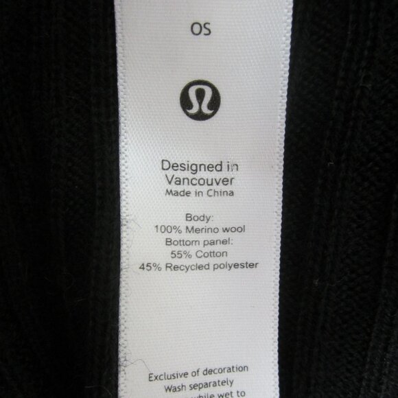 Lululemon On the Go Merino Wool Knit Poncho Sweater OS 1/4 Zip Ribbed Black Gray - Picture 4 of 10